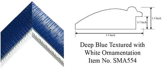 Deep Blue Textured with White Ornamentation Picture Frame