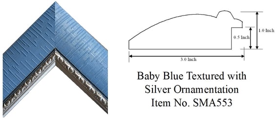 Baby Blue Textured with Silver Ornamentation Picture Frame