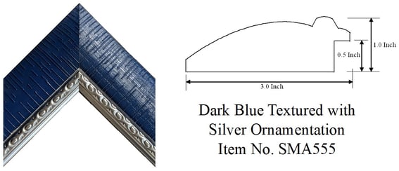 Dark Blue Textured with Silver Ornamentation Picture Frame