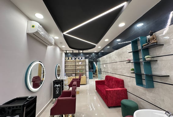 a room with a couch and a sink