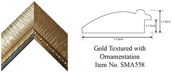 Gold Textured with Ornamentation Picture Frame