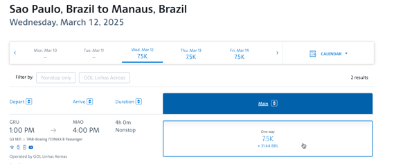 tabela fixa aadvantage pelo brasil
