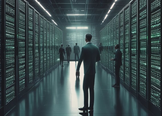 Glass-fronted building with reflections of the sky and nearby structures. Rows of greenery are integrated into the design above the windows. Large text on the building's facade reads 'Transforming Business for Good.'