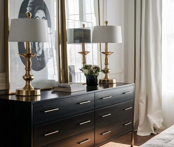 modern bedroom design with a dresser