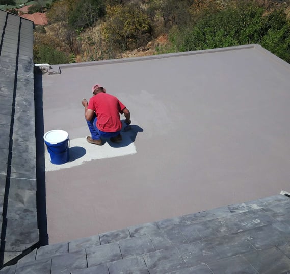 Protective UV coating layer after curing of screed application, Safari Gardens, North West Province