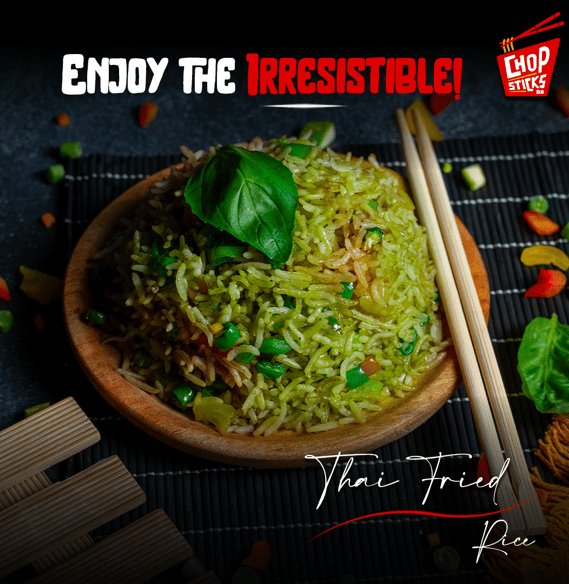 a bowl of rice with chopstickers and chopsticks