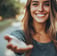 a woman with long hair and a smile on her face