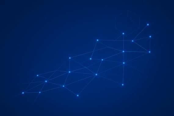 Abstract AI network with glowing nodes and lines representing intelligent automation