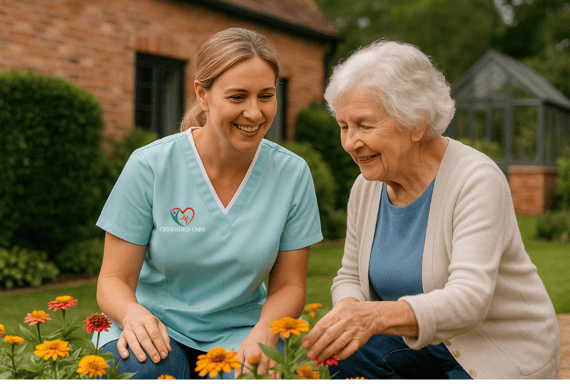 cherished care live-in carer and a woman given homecare