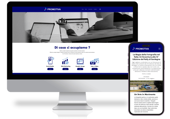 un computer ed un telefono che mostrano il contenuto del blog Promotiva sullo schermo