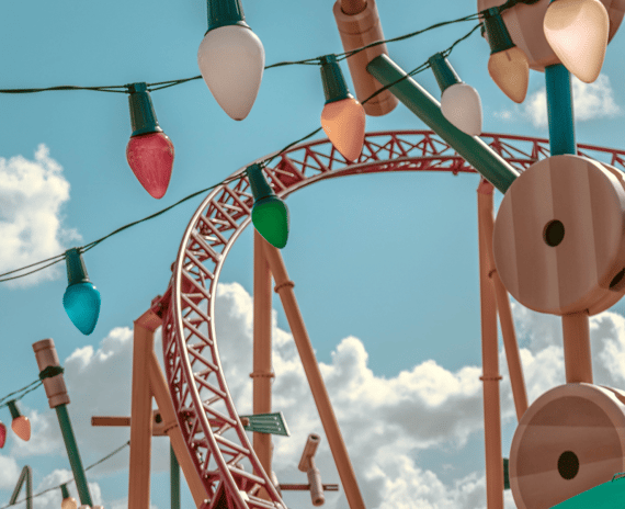 a roller coaster coasterer with a roller coasterer in the background