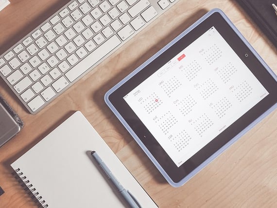 photo calendrier sur une tablette