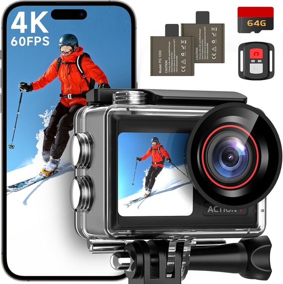 4K Waterproof Action Camera with Accessories and 64GB Memory Card - Best Amazon Deal