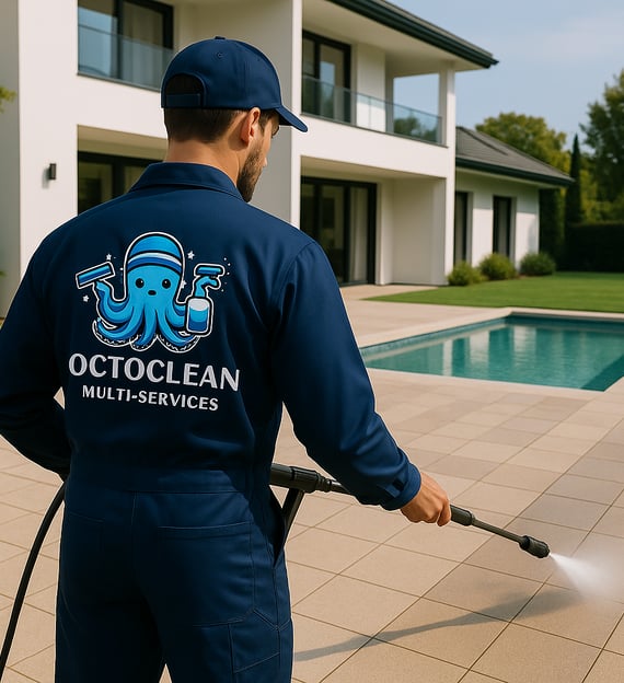 Lavage haute pression terrasse à La Ferté-Alais – OctoClean en action