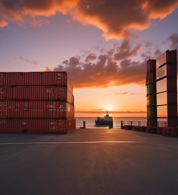 sunset shipping container port