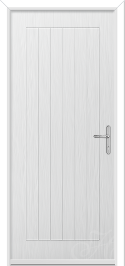 a white country style front door with no glass