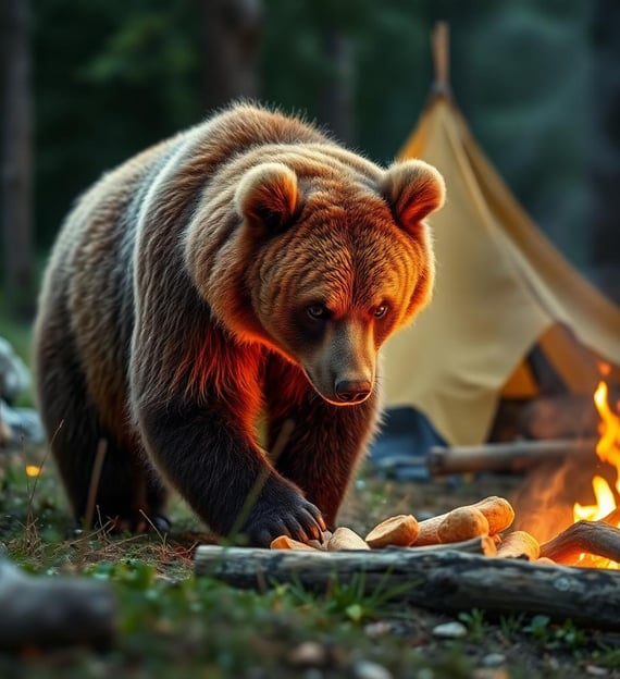bear looking for food at a campsite