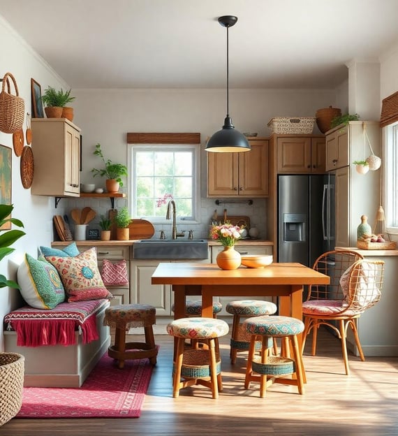 Bohemian Kitchen with cozy seating