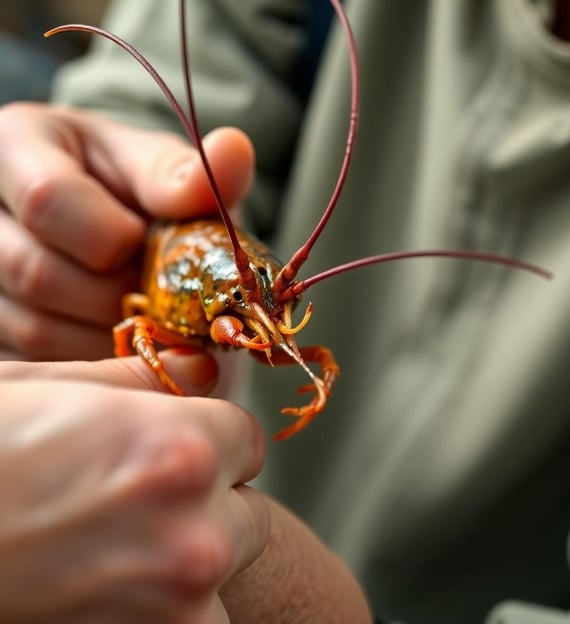 a close up of someone peeling crawfish