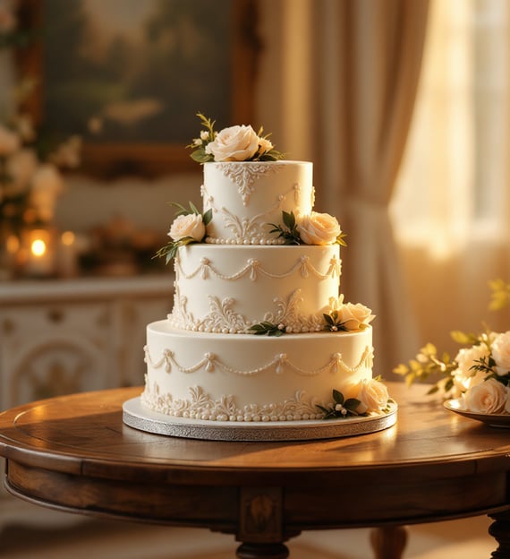 beautiful 3 tier traditional wedding cake