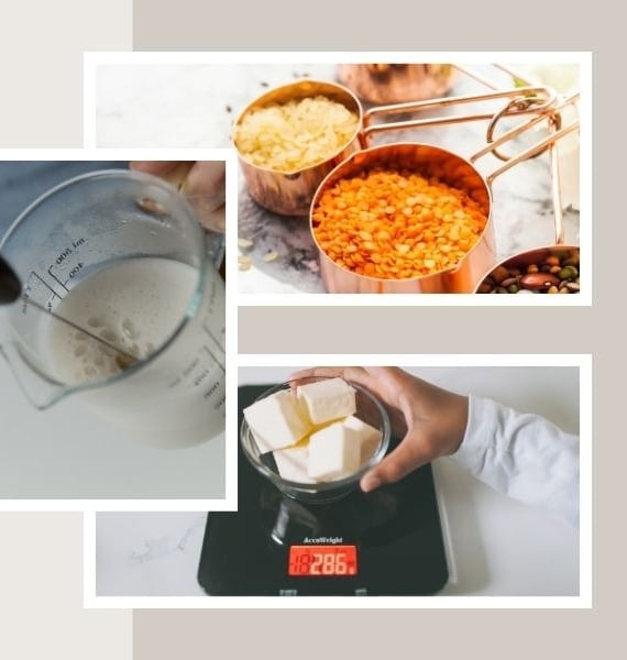 a person is measuring food on a scale