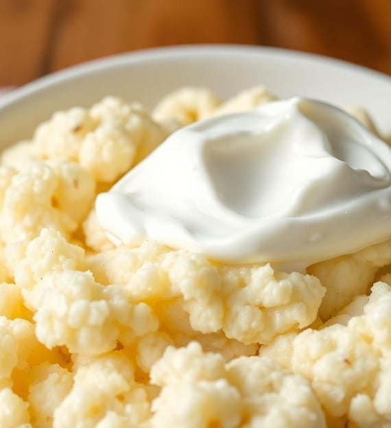 a bowl of mashed cauliflour