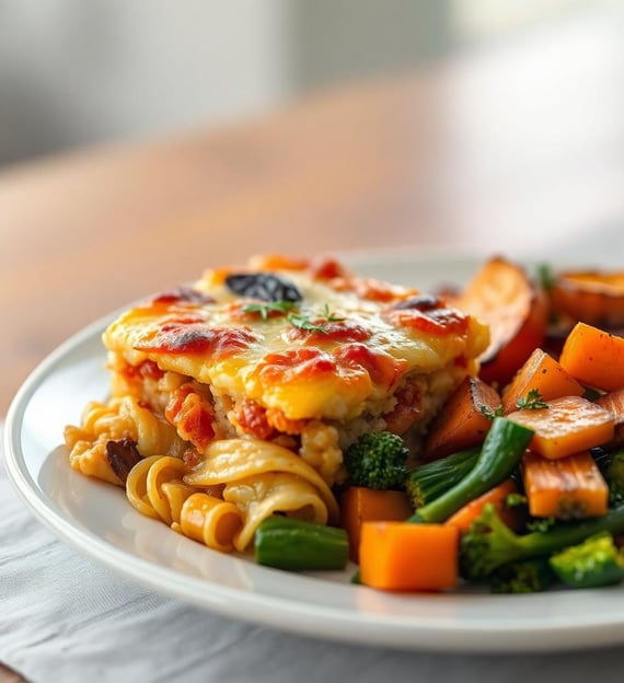 casserole with roasted veggies