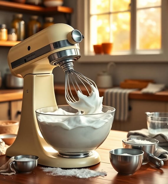 a mixer whipping up meringue
