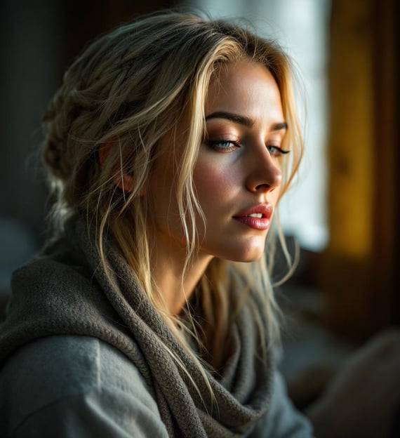 a woman with a scarf around her neck