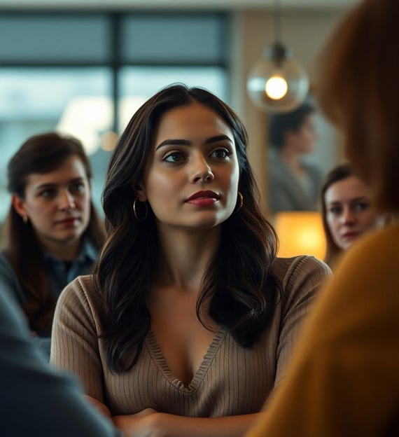 Woman talking to friends