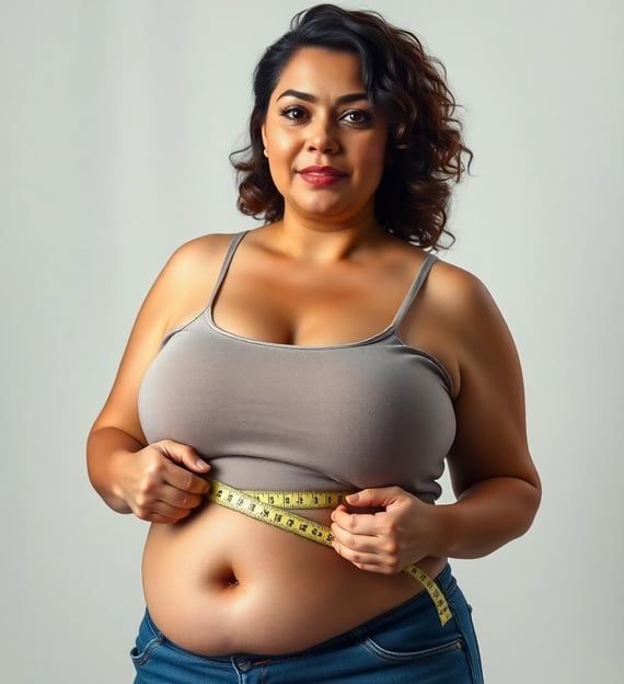 a woman with a measuring tape around her waist