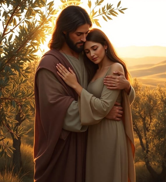 jesus hugging a woman