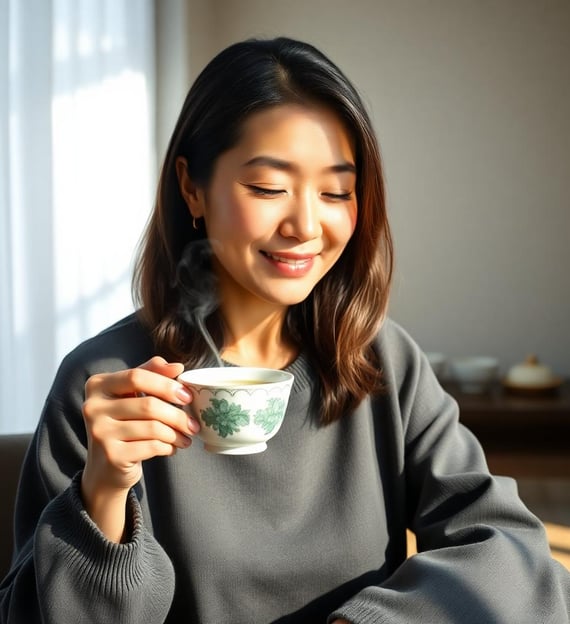 woman drinking a cup of tea