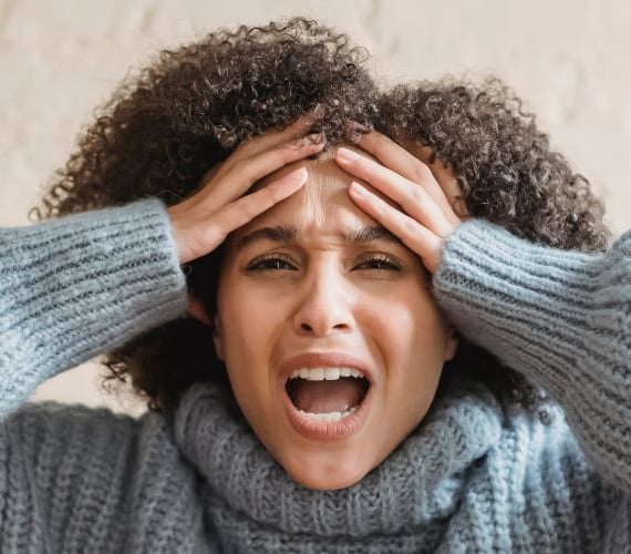woman reacting to emotions