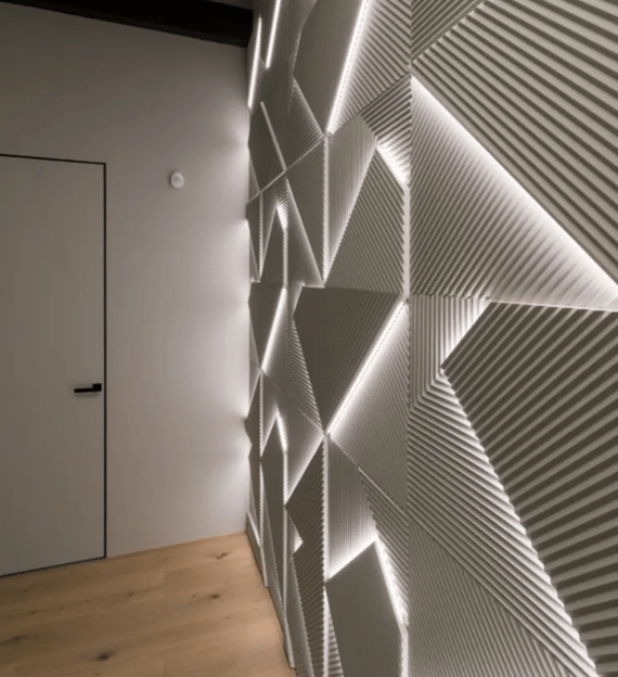 panneau mural pvc 3d forme géométrique intérieur moderne