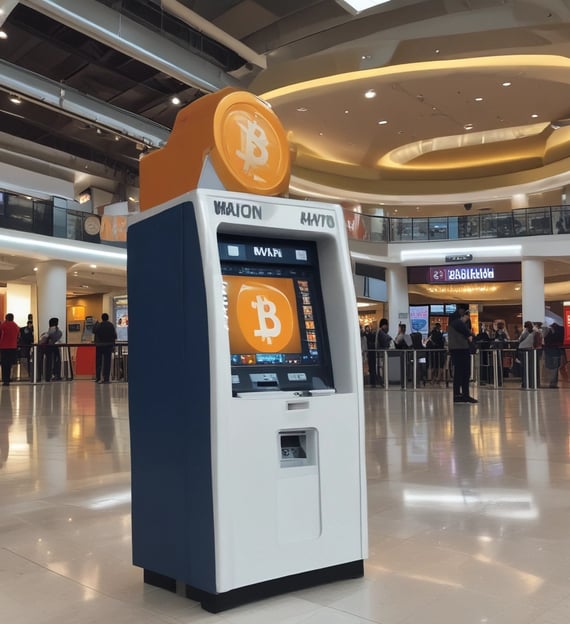 A bitcoin atm situated in a mall.