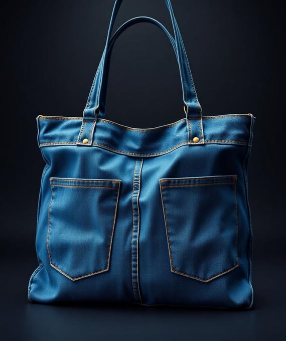 a tote bag made out of blue jeans with the original back pockets on it