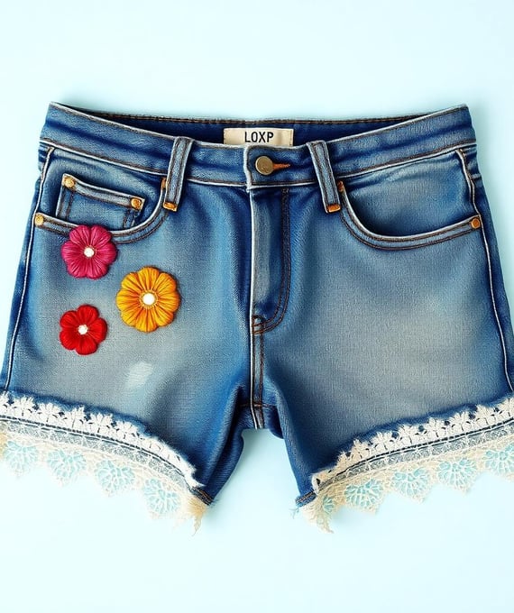 a pair of shorts with flowers on them