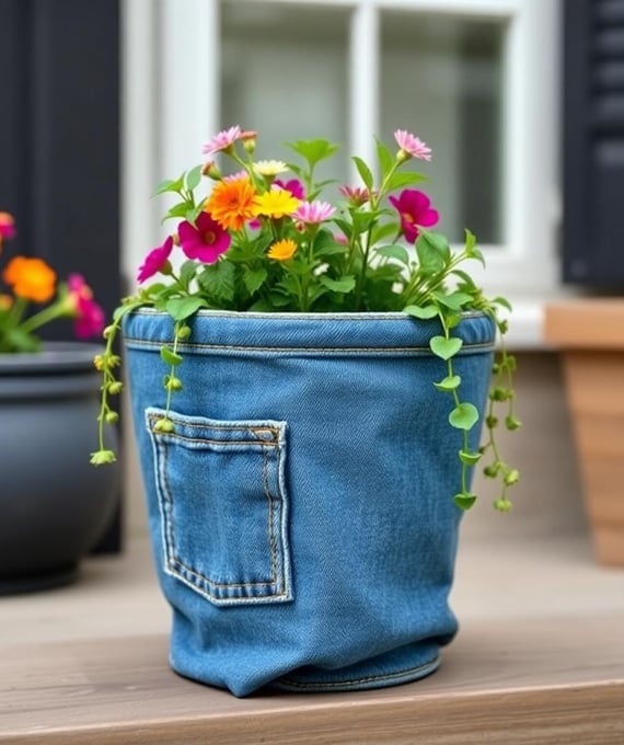 Blue Jean Planter Cover
