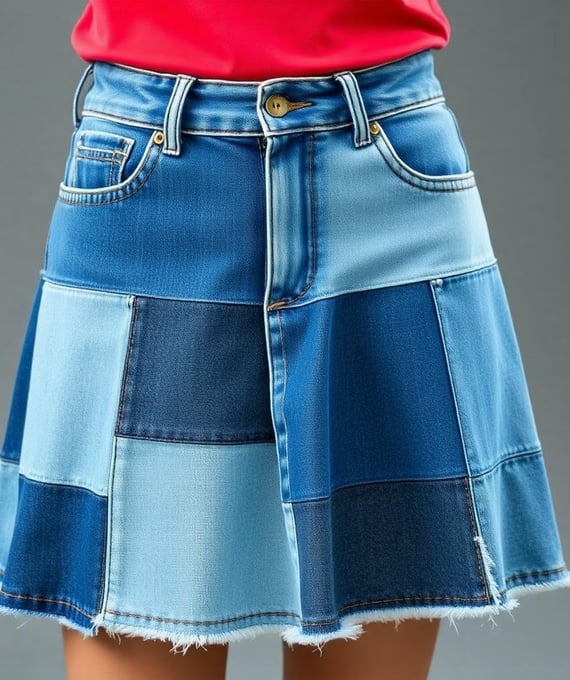 patchwork denim skirt