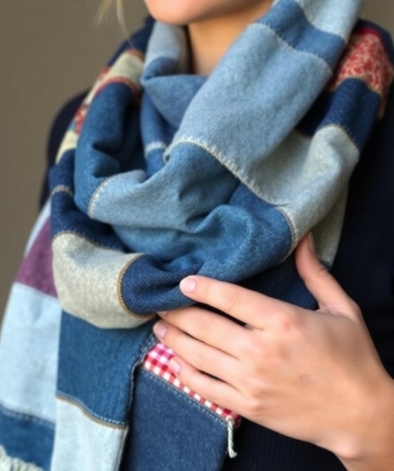 Jeans Patchwork Scarf