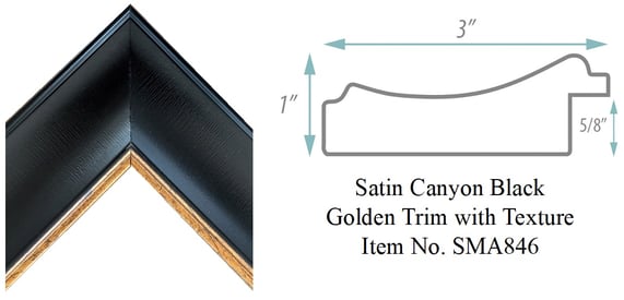 Satin Canyon Black Golden Trim with Texture Picture Frame