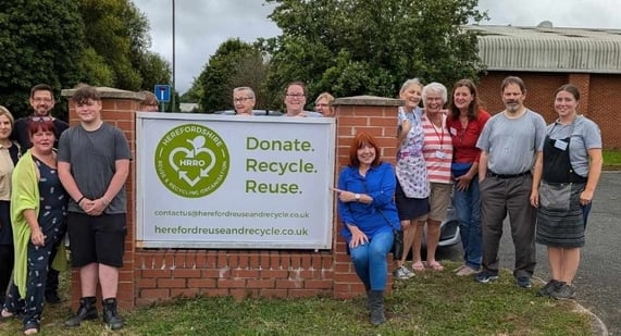 Happy Volunteers at Herefordshire Reuse and Recycling Organisation at Wye Valley Court 