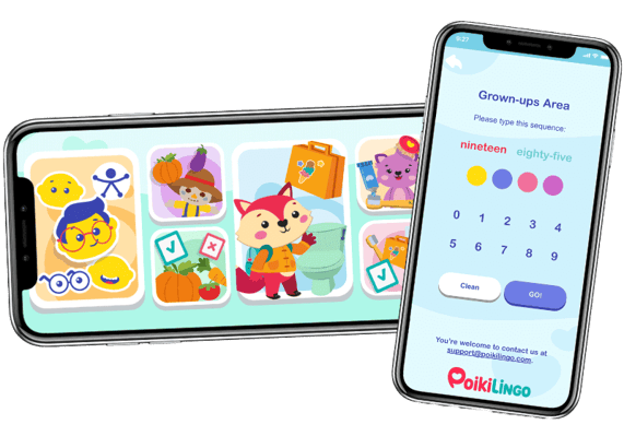 Download for free the Poikilingo Kids language app