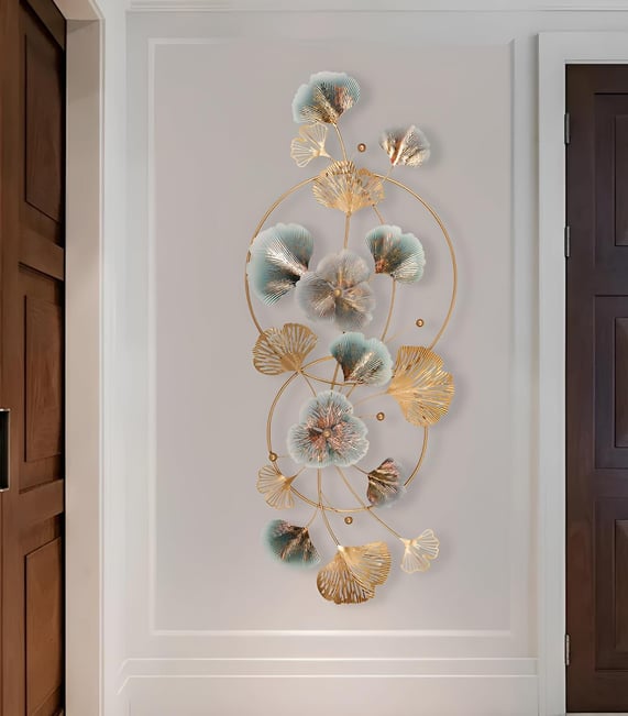 Ginkgo Leaf Wall Decor, Adornos Pare Sala Modernos, 3D Gold Wall Art Decorations, Large Modern Metal