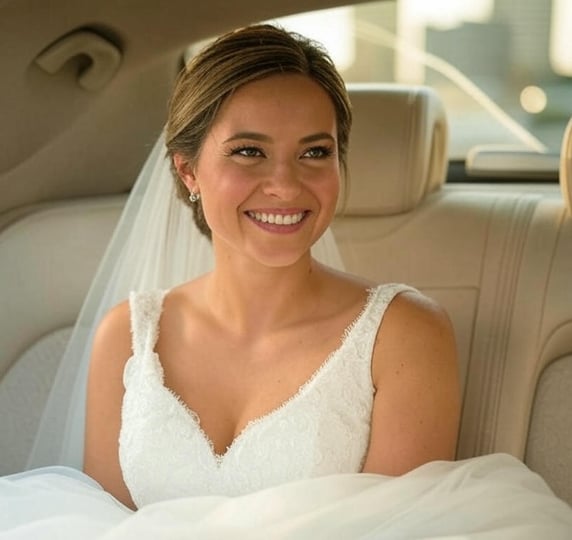 novia en asiento trasero