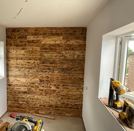 wooden decorative wall fitted at a house in worcestershire