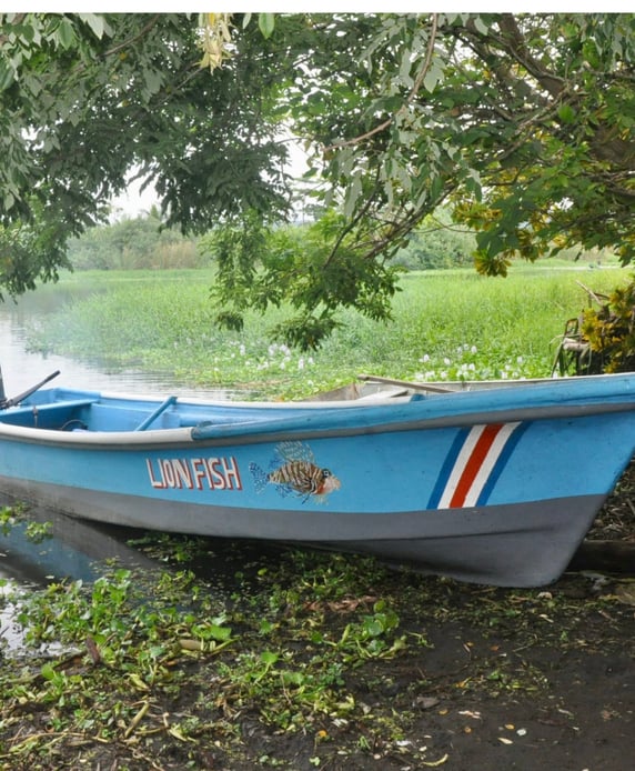 The camping babsita boat shown in the rio estrella as part of camping babsita tours on the carribean