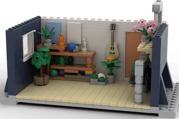 a lego - style room squeezie studio