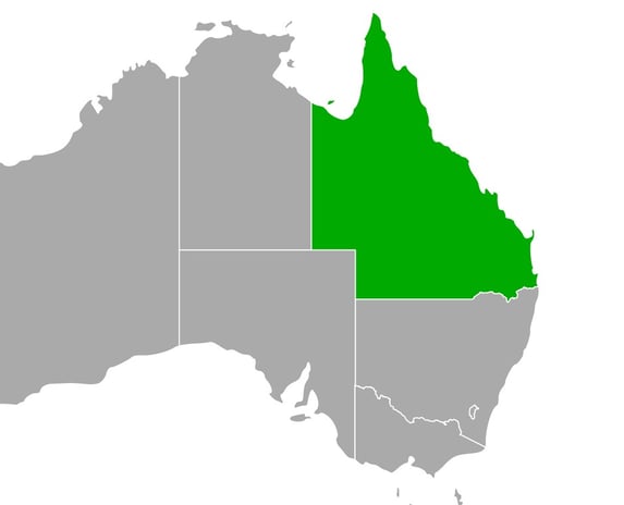 Map highlighting Queensland — KAF Transport's service area..